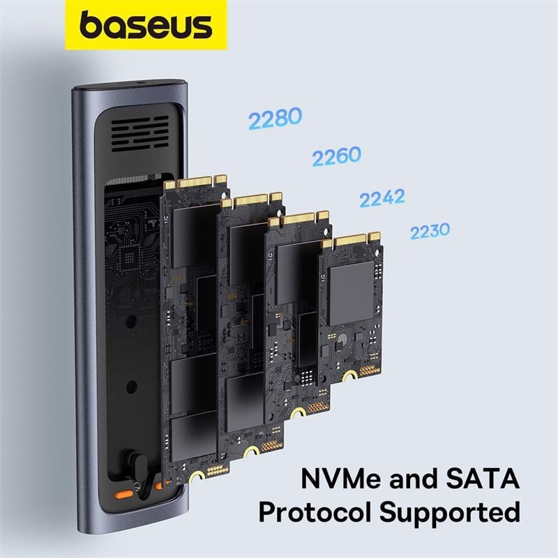 Box Đựng Ổ Cứng Di Động SSD M.2 Baseus FlyJoy Series SSD Enclosure Type C 3.2 Gen2 (M.2 NVMe and SATA 2280/2260/2242/2230) - Ảnh 4