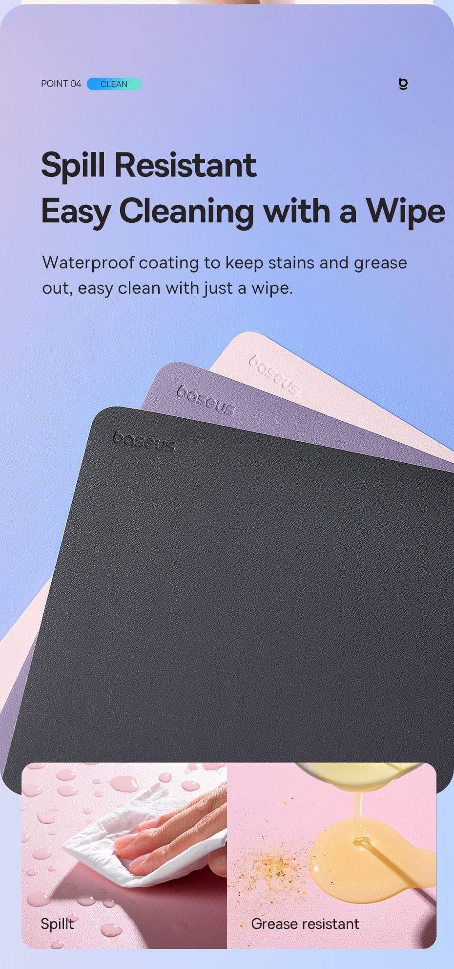 Lót Chuột Baseus Mouse Pad Chất Liệu Da PU Siêu Mịn - Ảnh 11