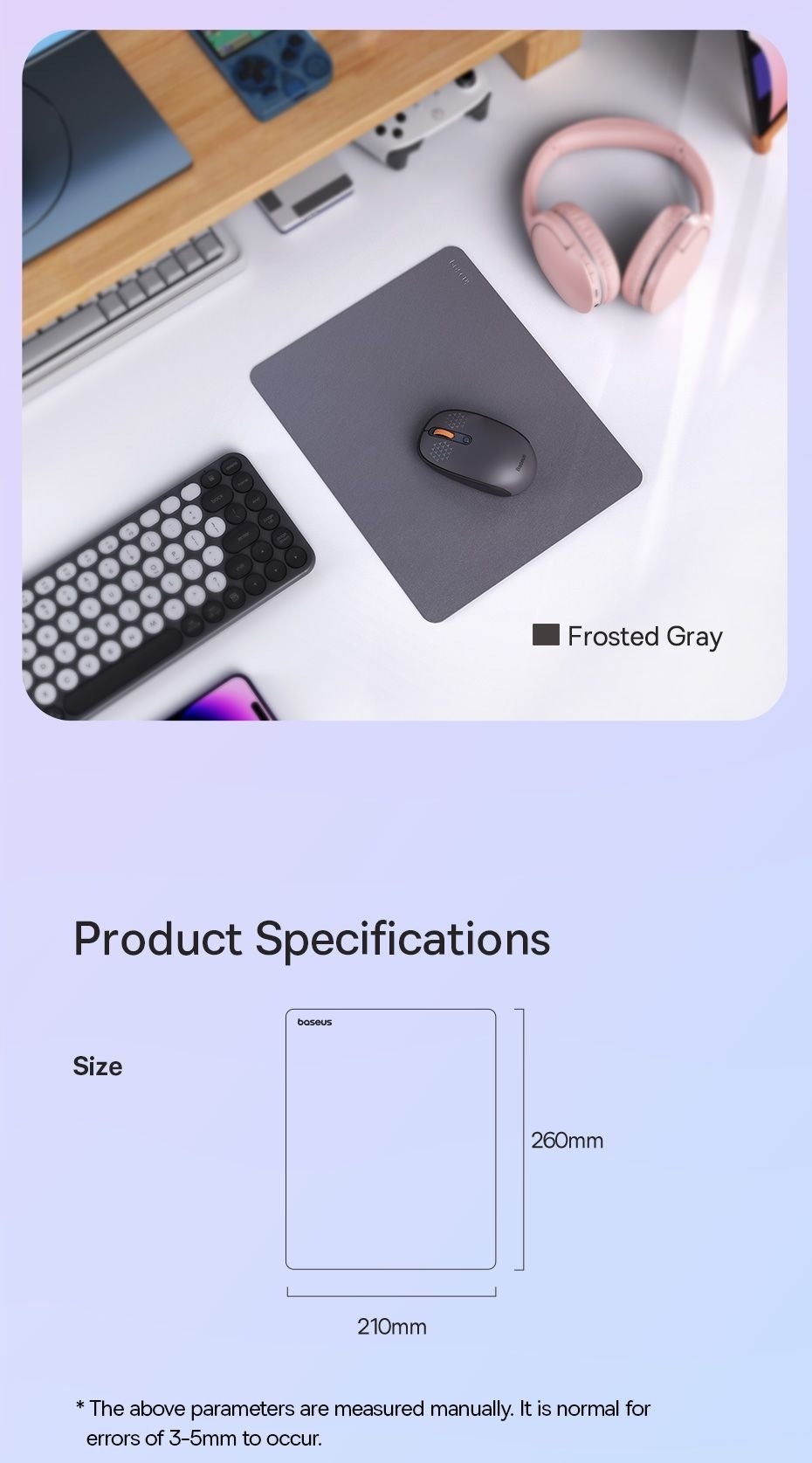 Lót Chuột Baseus Mouse Pad Chất Liệu Da PU Siêu Mịn - Ảnh 15